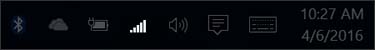 Windows taskbar with the Cellular indicator