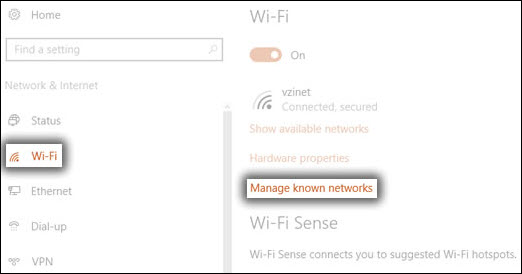 WiFi and Known Networks