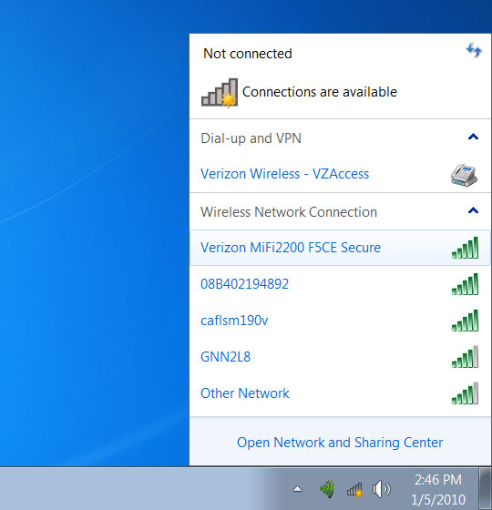 switch on wifi in windows 7