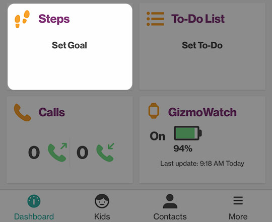 gizmo watch track steps