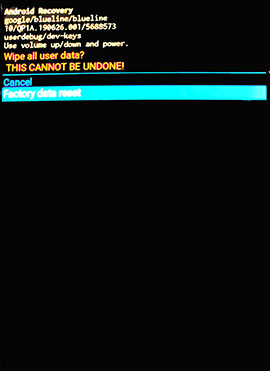 Android Recovery Screen Select FDR
