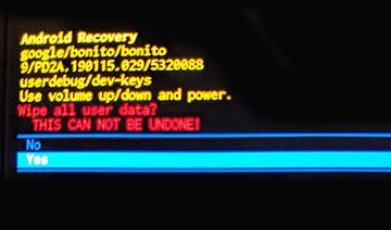 Android Recovery Screen Select Yes