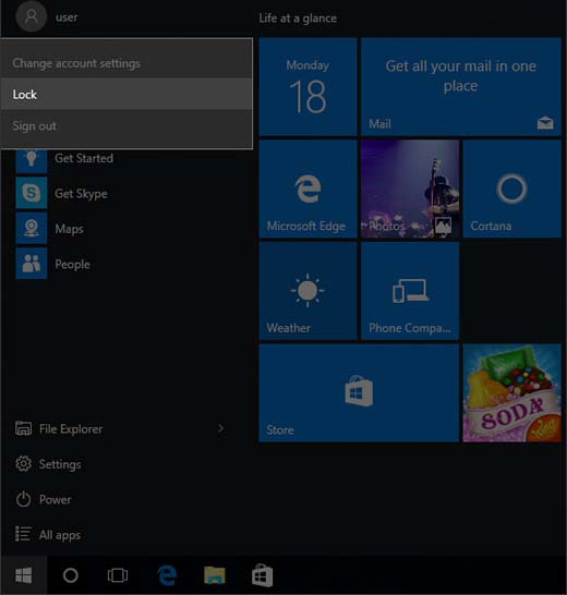 Start Menu with Lock