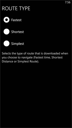 Route Type Options