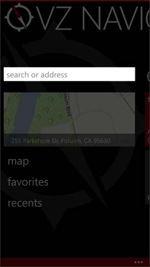 VZ Navigator Home Screen