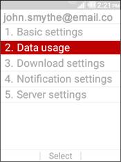 Select Data Usage
