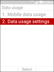 Select Data Usage Settings