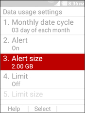 Select Alert Size