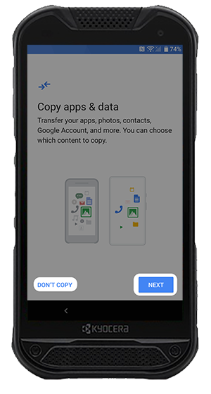 Copy Apps and Data screen Copy Apps and Data screen
