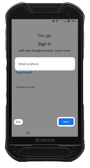 Enter Gmail address screen