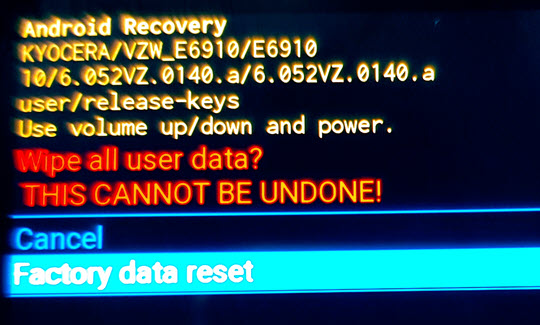 Wipe user data