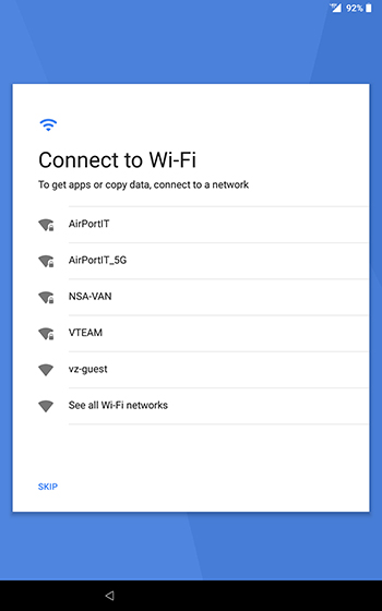 Wi-Fi connection screen Wi-Fi connection screen
