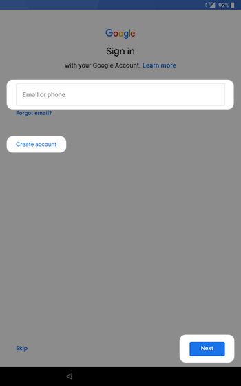 Google sign-in screen Google sign-in screen