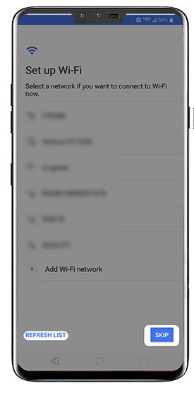 Set up Wi-Fi screen Set up Wi-Fi screen