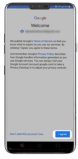 Accept Terms of Service screen Accept Terms of Service screen