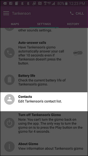 Gizmo Settings contacts