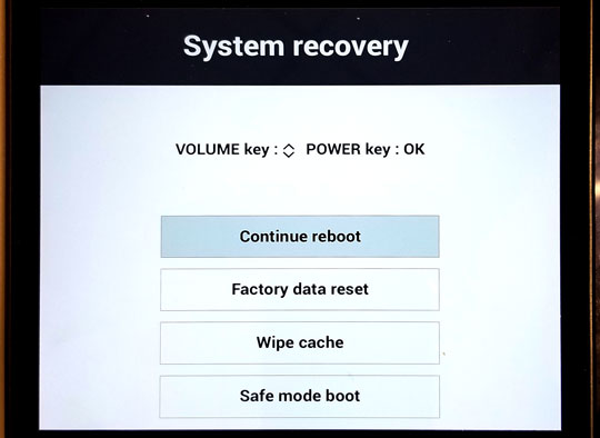 System recovery screen