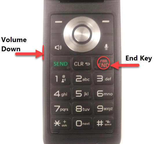 screenshot of end and vol down key