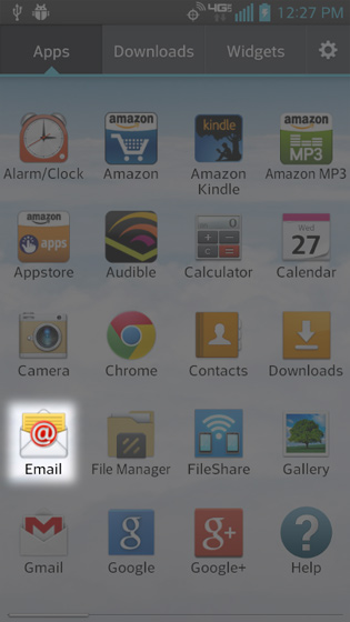 Desde la pantalla Apps, selecciona Email