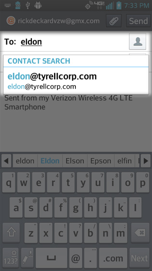 Email con el campo To seleccionado