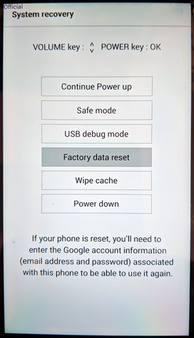 Factory Data Reset