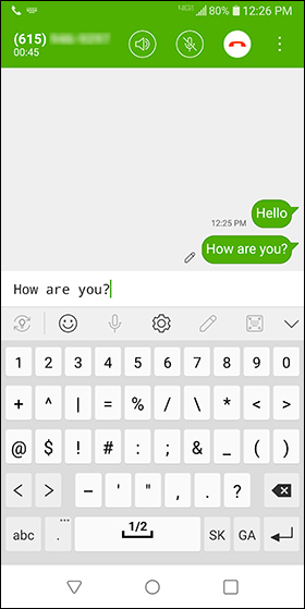 RTT call screen RTT call screen