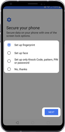 Select an option then tap NEXT Select an option then tap NEXT
