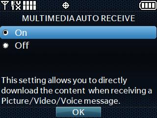 Select On or Off