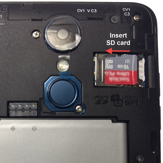 Insert SD card