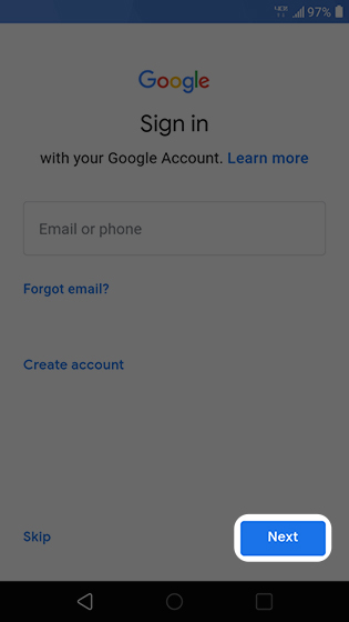 Google sign in