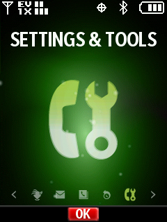 Menú con Settings and tools seleccionado=