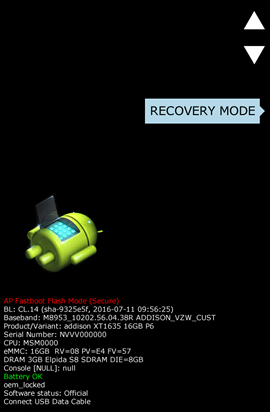 Boot mode screen