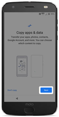 Copy apps & data page Copy apps & data page