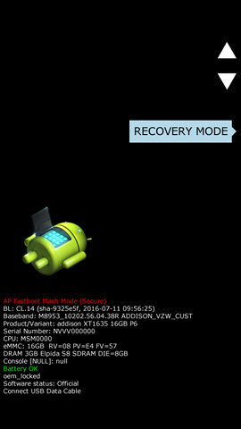 Boot mode screen