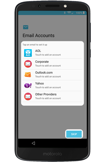 Email Accounts screen
