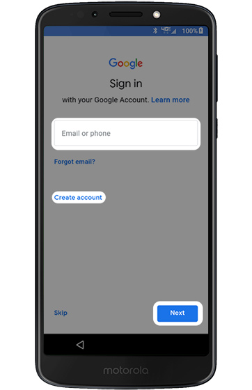 Google Sign in screen