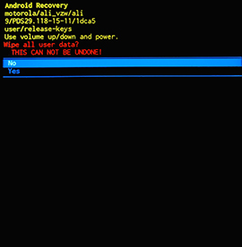 Wipe all user data Wipe all user data