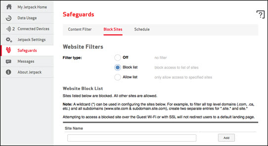 Safeguards block sites