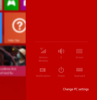 Settings with Change PC settings