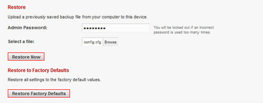 Settings Restore select Browse