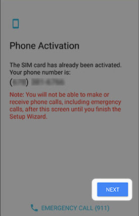 Activation screen