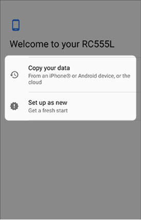 Welcome transfer data screen