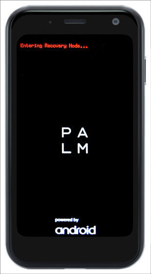 Android Recovery Screen with Entering Recovery Mode message displayed in the upper left corner