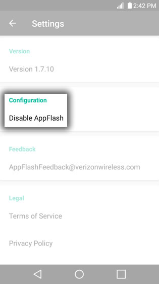 AppFlash Configuration Option