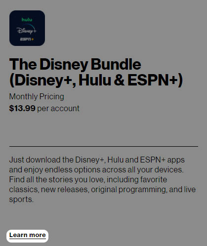 Add Disney Bundle (Disney+, Hulu and ESPN+) - My Verizon Website