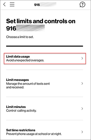 Limit data usage