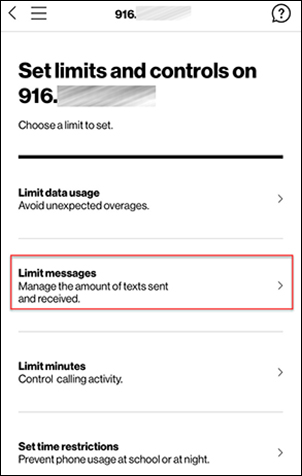 Limit messages from limits and controls screen