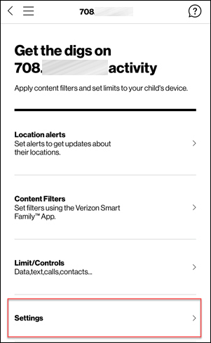 Settings screen