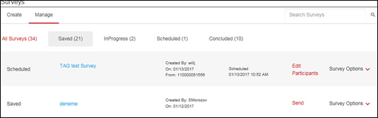 Manage survey