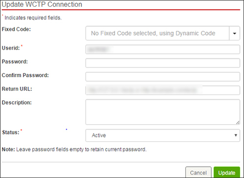 Update WCTP connection
